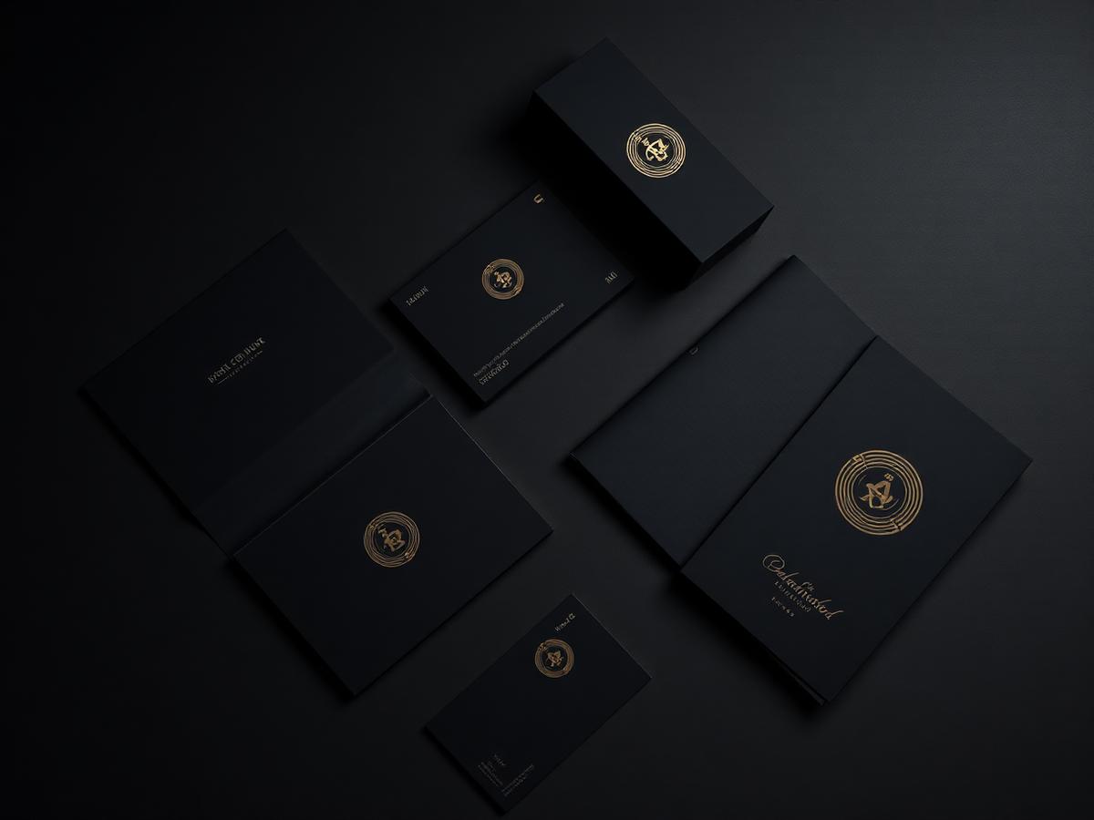 Branding collateral with gold foil detailing